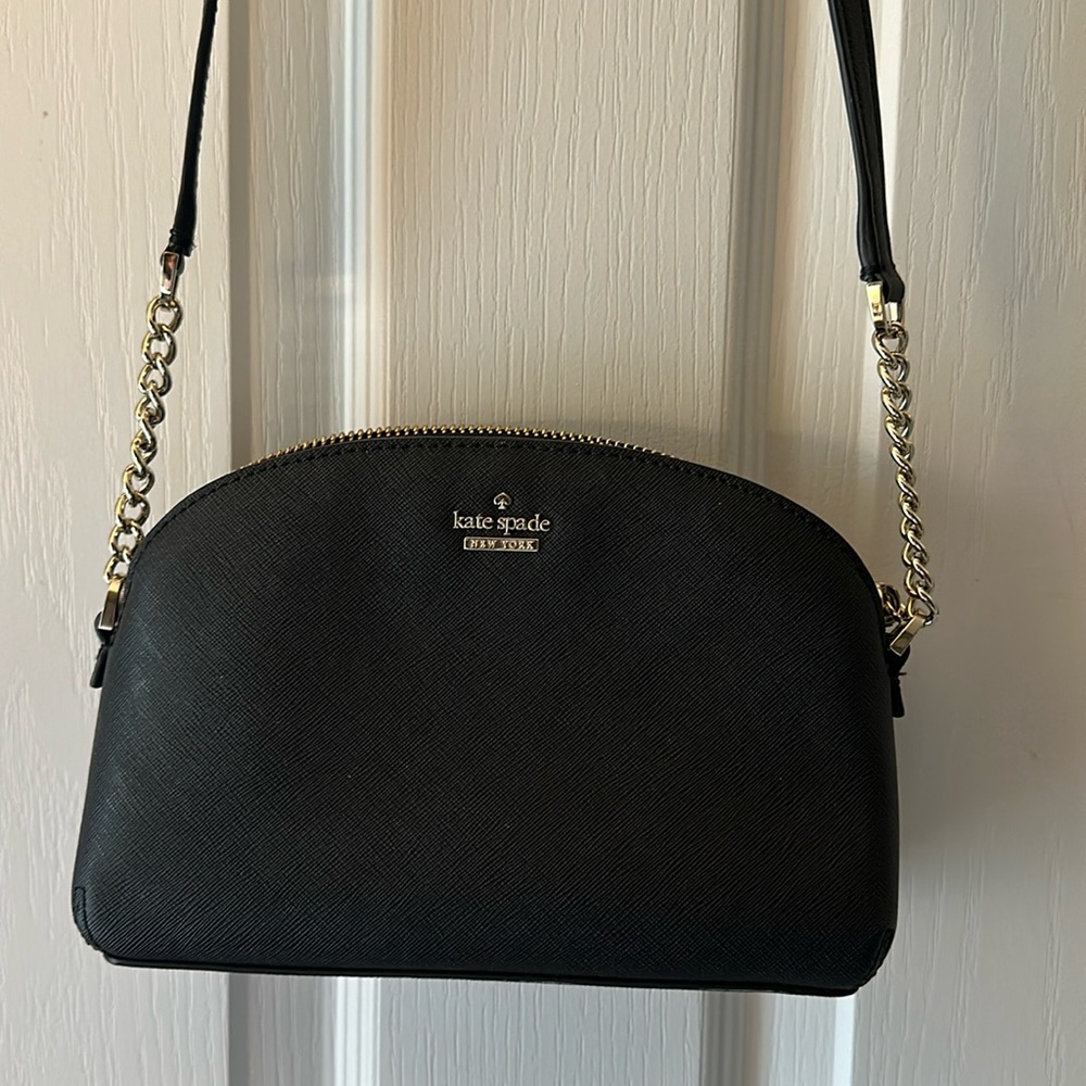 Black and gold Kate Spade cross body purse
